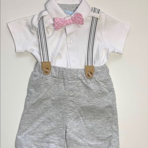 Baby Boy 3M Bow tie and Suspenders Outfit